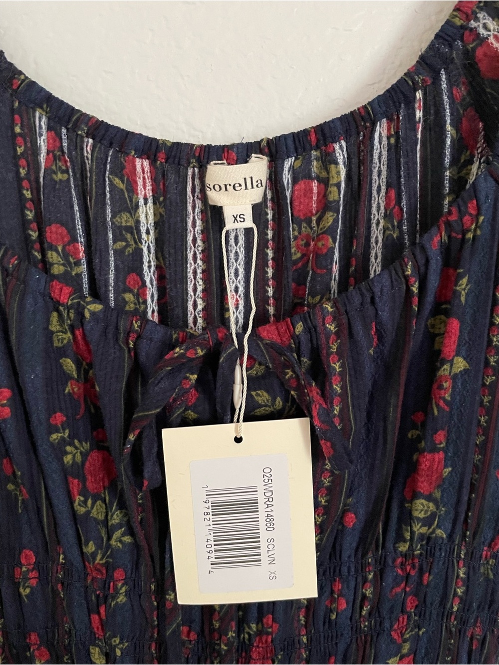 Few Moda Sorella Bohemian Floral smocked Midi Dress - Navy - Picture 2 of 4